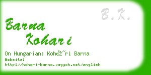 barna kohari business card